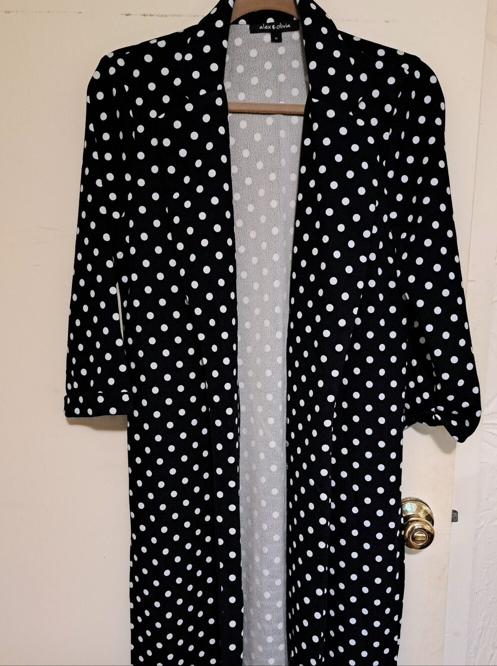 Alex & Olivia Black Polka Dot Duster